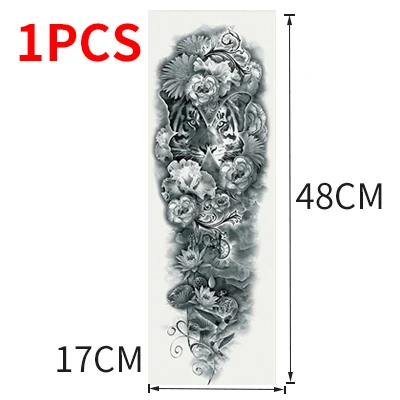 Временные татуировки наклейки для мужчин флэш-тату тело рука поддельная Татуировка рукав водонепроницаемые наклейки череп цветок металлик татуировки - Цвет: style 24-1pcs
