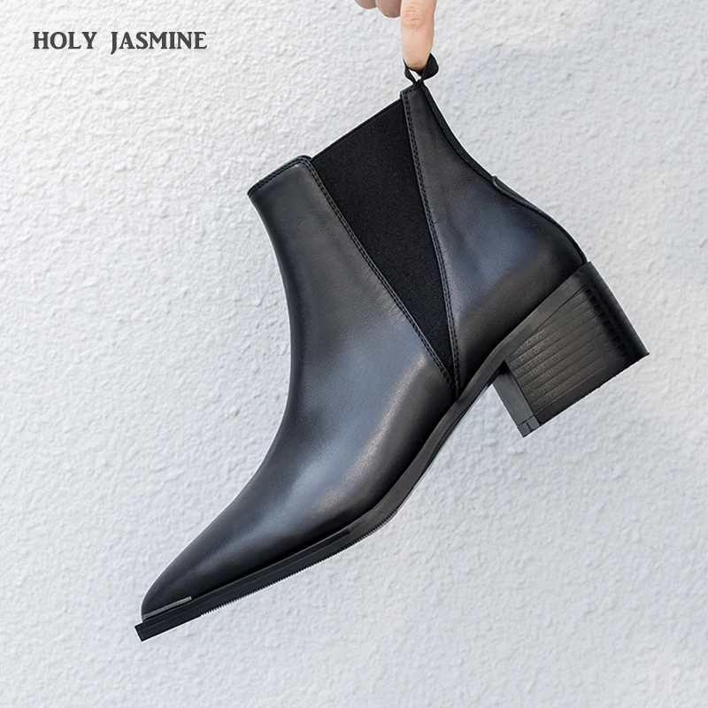 Cena 2019 nowych moda buty damskie wiosna jesień buty z prawdziwej skóry kobieta podstawowe wysokie góry botki botki pompy Med obcasy buty