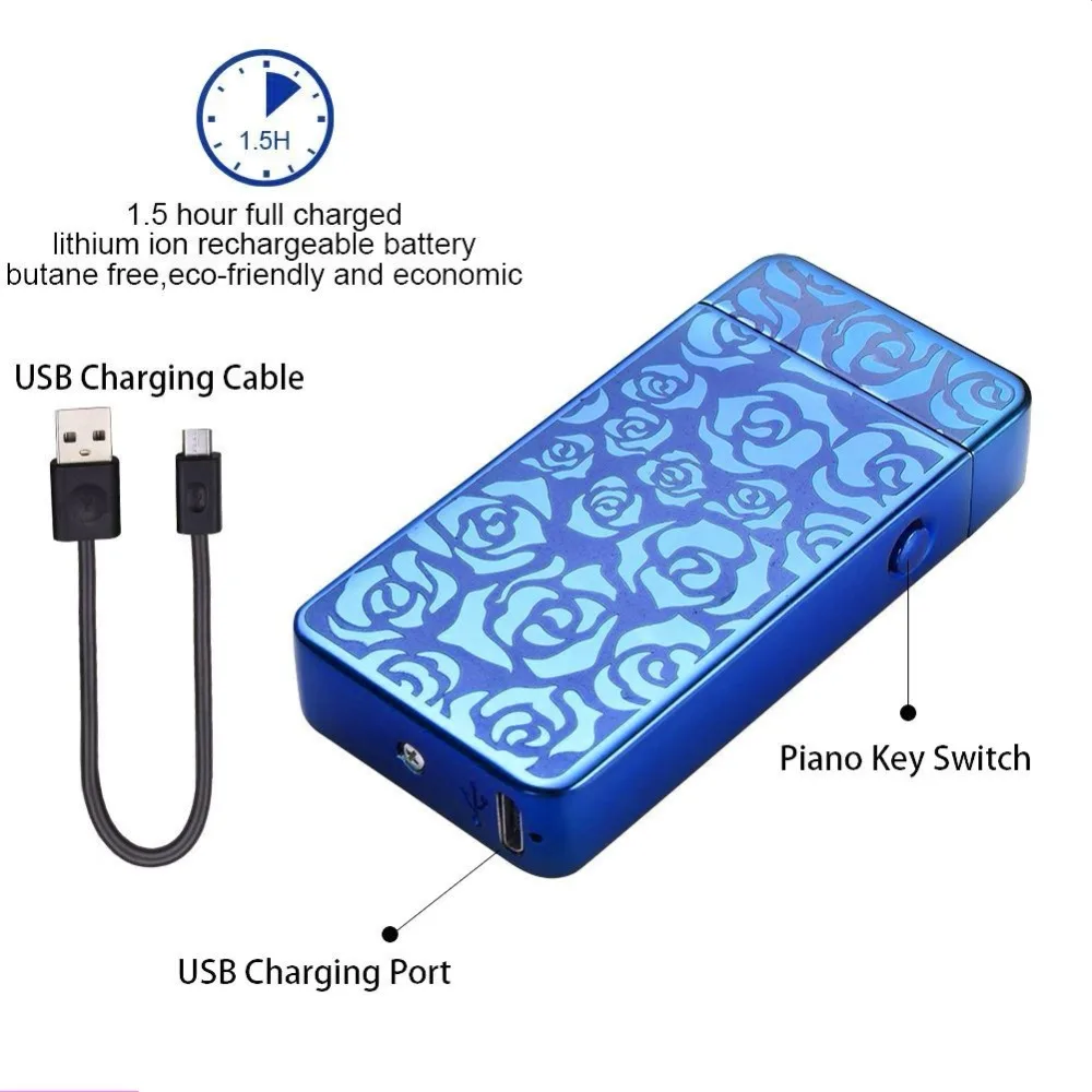 Двойной дуговой USB Электрический металлический беспламенный фонарь
