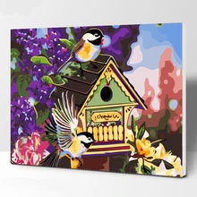 Птичье гнездо DIY Цифровая живопись маслом по номерам Европа абстрактный хлопок для гостиная стены картина без рамки 40x50