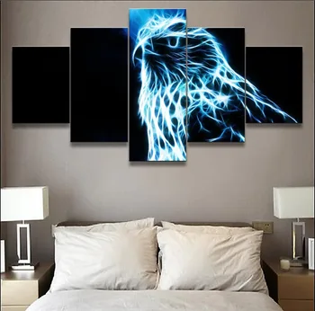 

Home Decor Canvas Prints Pictures Wall Art 5 Pieces Animal 3D Eagle Paintings For Living Room Or Bedroom Posters Framework