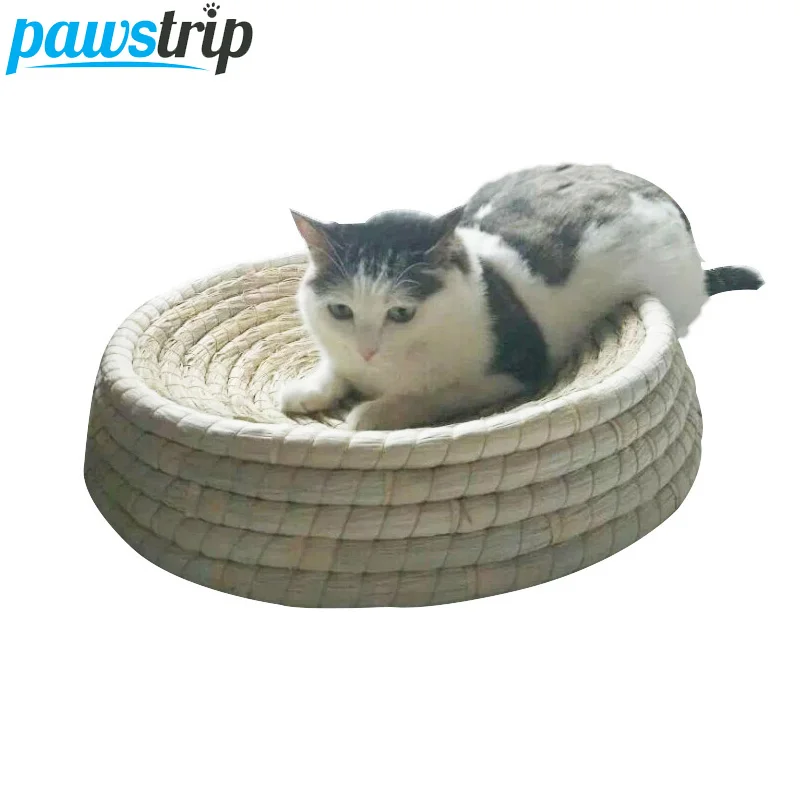 pawstrip Handmade Straw Cat Bed House Diameter 35/45/50cm Small Dog Bed
