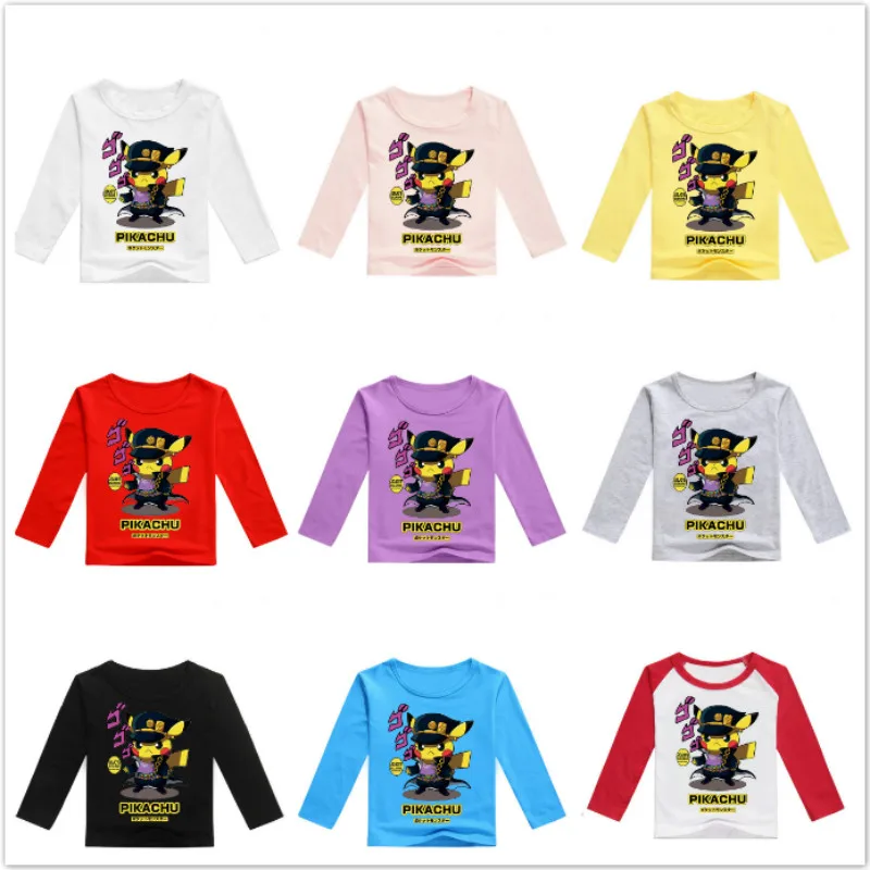 

Spring Cartoon Pokemon GO Print Baby Boys Long Sleeve T Shirt Infant Kids Boys Girls T-Shirts Cotton Clothes Toddler Tops Tees