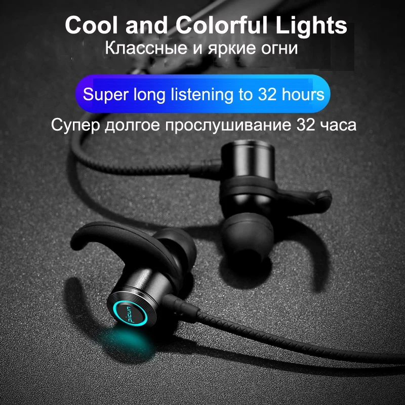 Спортивные Беспроводные Bluetooth наушники светящиеся для мобильных телефонов
