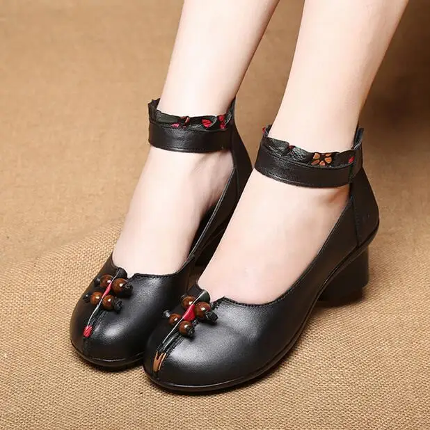 RUSHIMAN Shoes Woman 100% Genuine Leather Women Flats Round Toe Platform Shallow Mouth Shoes Size 35-41