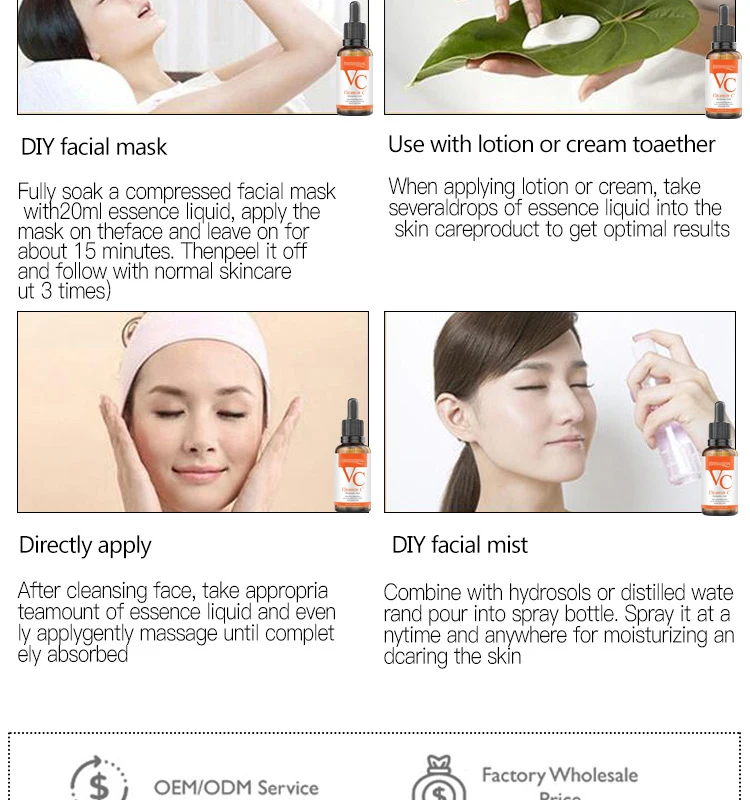 Отбеливающая лицевая Сыворотка Витамин С бренд естественный уход за кожей Гиалуроновая кислота Антивозрастная Корейская эссенция