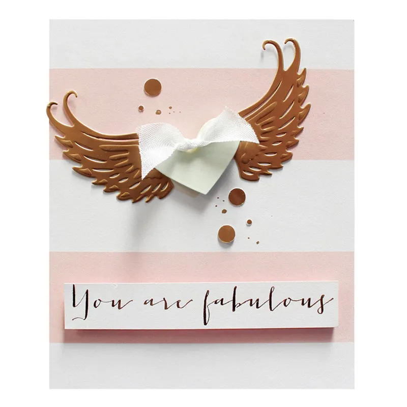 

Naifumodo 3 Pcs/lot Metal Cutting Dies Scrapbooking For Card Making DIY Embossing Cuts New Craft Heart Shape And Wings