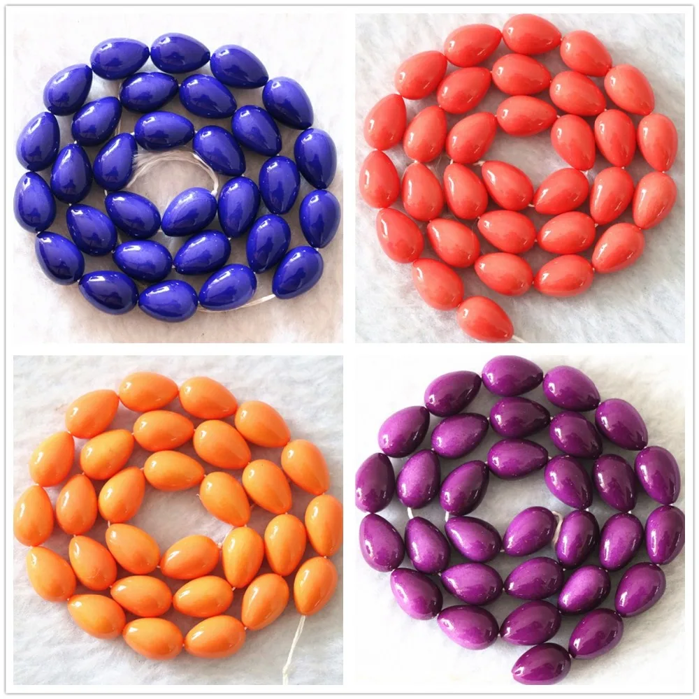 

Beautiful colorful paint glass 7*9mm teardrop women loose beads girls party fashion diy lovely Jewelry 15" B1084