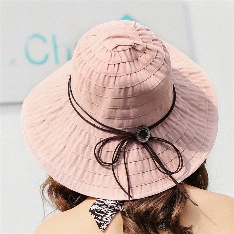 

Women Sun Hats anti-UV wide Brim Sun Hat for Women Vacation Summer Panama Foldable Bucket Hat Large Brim Korean Beach Sun Hat