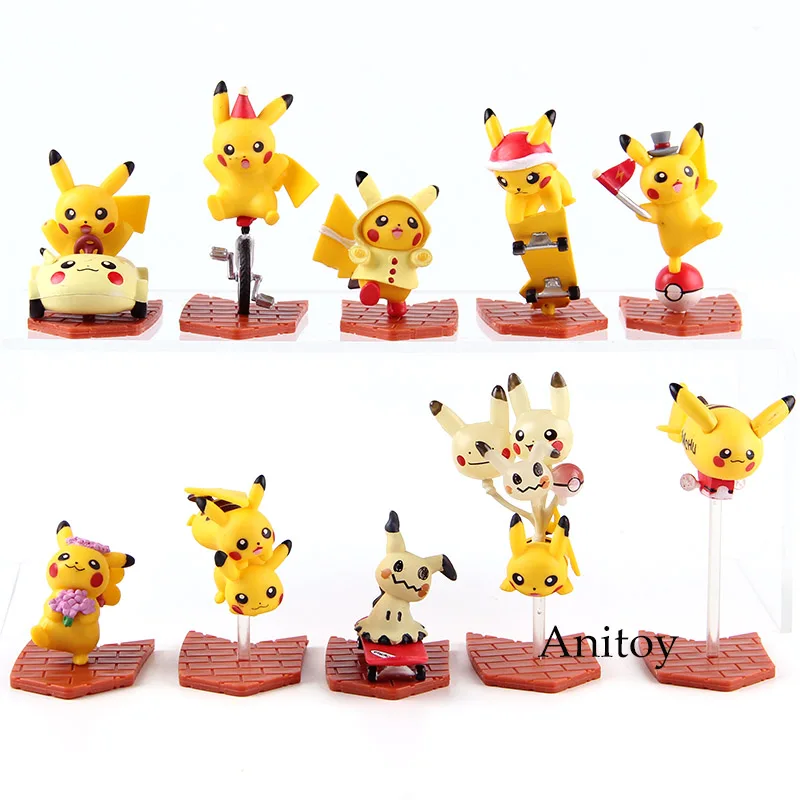 

Anime Cartoon Cute Action Figure Pikachu & Mimikyu Mini PVC Figures Collectible Model Toys Dolls 10pcs/set