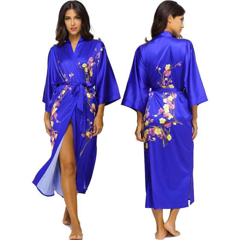 

High Quality Silk Bridesmaid Bride Kimono Robe Sexy Floral Satin Bridal Wedding Robes Women Nightgown Sleepwear Bathrobes