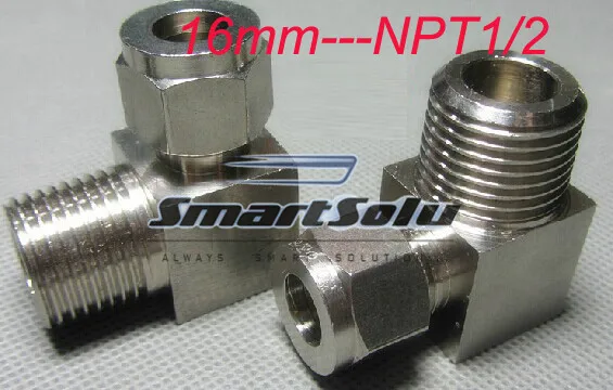 

free shipping 2pc/lots for 16mm-NPT1/2 stainless steel elbow compression fittings