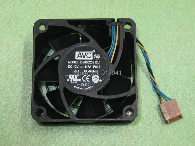 

AVC DS06025B12U 6025 60mm x 60mm x 25mm Ball Bearing PWM Cooler Cooling Fan 12V 0.7A 4Wire 4Pin for HP Compaq Black Label