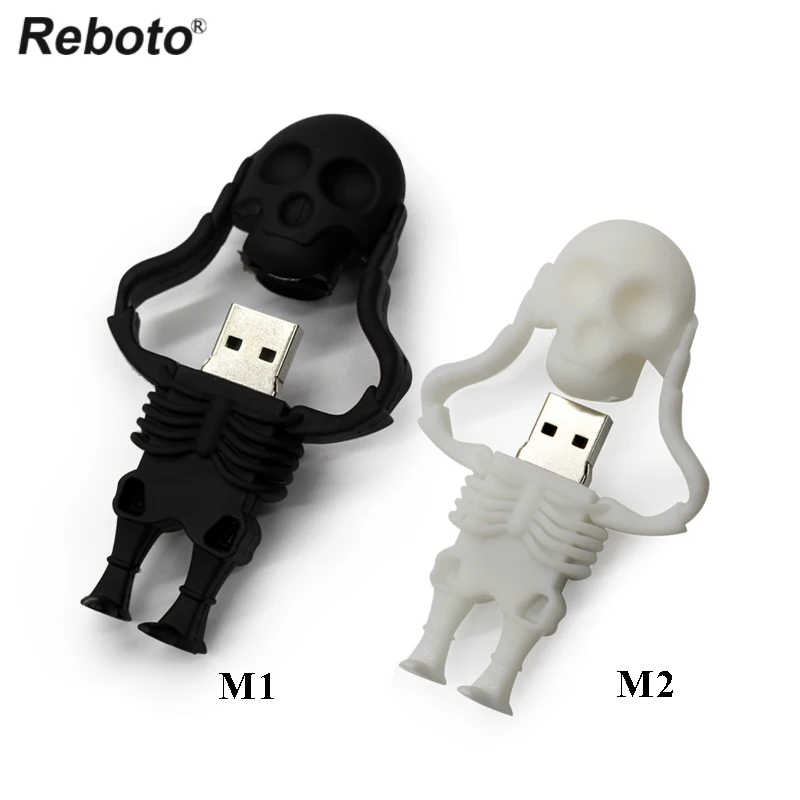 Reboto USB 2.0 Скелет флешки креативные накопитель 4 ГБ 8 ГБ 16 ГБ 32 ГБ 64 ГБ череп usb флеш-накопитель подарок на Хэллоуин U диска