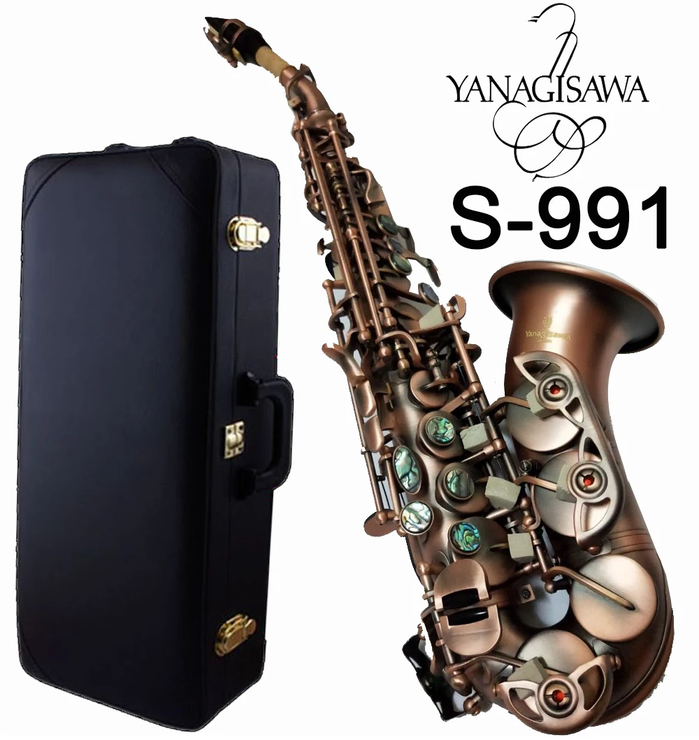 

Brand curved Soprano Saxophone Yanagisawa S-991 B Red copper Sax Soprano Musical Instruments Professional with case Accessories