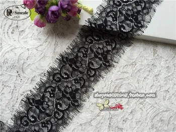 

12M/Lot Black White Eyelash Lace Fabric Diy Clothing Accessories Lace Trim Width 7cm RS507