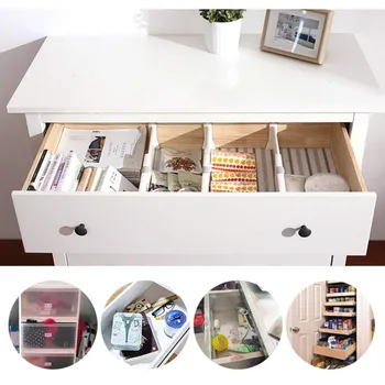 

ISHOWTIENDA Drawer Dividers White Spring Loaded Expandable Saving Space Kitchen Bedroom Organizer household