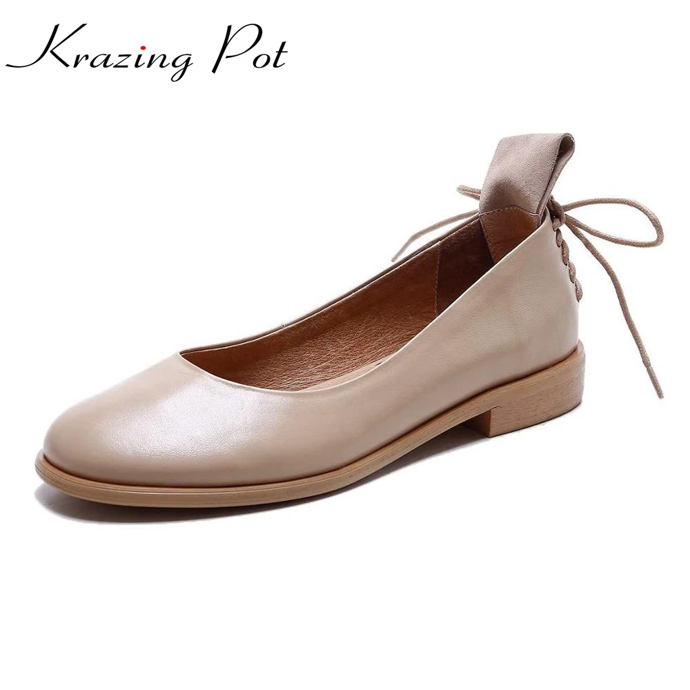 Krazing Pot fashion brand shoes genuine leather slip on round toe preppy style low heel bowtie women pumps mary jane shoe L19 Krazing Pot fashion brand shoes genuine leather slip on round toe preppy style low heel bowtie women pumps mary jane shoe L19