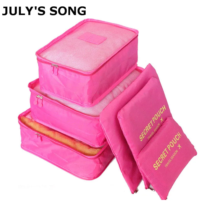 JULY'S песня 6 шт./компл. дорожная сумка, чемодан сумка на молнии Портативный Упаковка Организатор водонепроницаемая сумка чехол Dropshiping