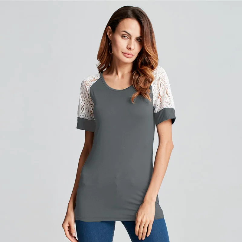 Hot Sale Women Fashion Solid Sexy Blouse Plus Size O Neck Blusas Fit Casual Shirt Tops Hollow out Crewneck Slim 2018 Summer Blouses