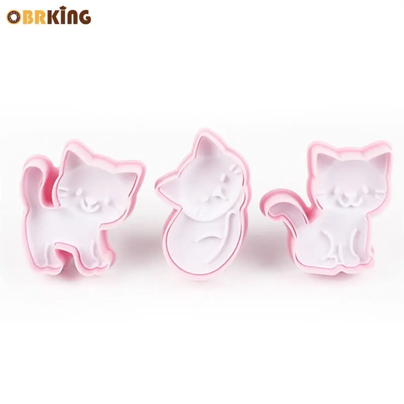

OBRKING 3pcs Cat Kitten Cutter Mold Set Cookie Fondant Chocolate Biscuits Sugar Craft Cake Mould Decorating Baking Pastry Tool