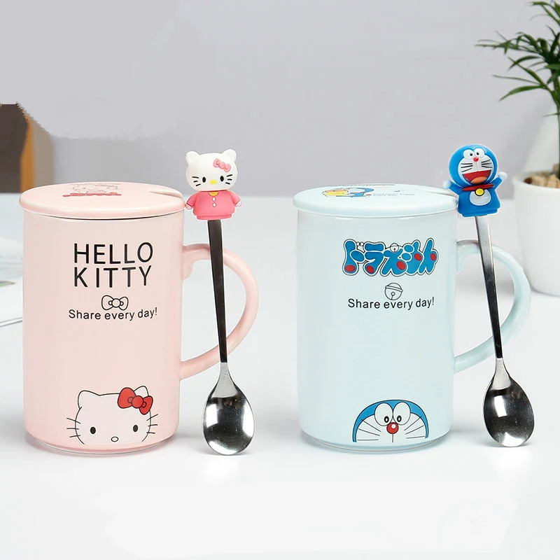 Hello kitty кофе чашки Молоко чай Кружка рождественские подарки дети воды с крышкой и