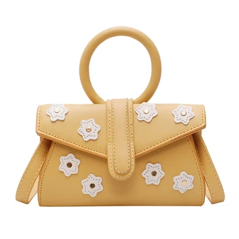 

Luxury Handbags Women Bags Designer Fashion Flower PU Leather Women Small Handbag Purses Green Orange Beige Yellow sac main
