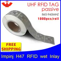 UHF 帯 RFID タグステッカー Impinj H47 EPC6C ウェットインレイ 915mhz868mhz860-960MHZ Higgs3 1000 個送料無料粘着パッシブ rfid ラベル