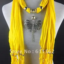 Бесплатно модные ювелирные подвески шарф Сплав бабочка кулон чистый цвет ожерелье шарф женский шарф 50 шт