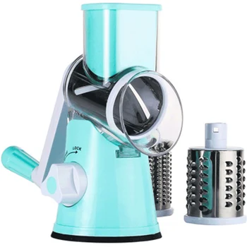 

Manual Hand Safe Grater Vegetable Cutter Peeler Cutting Dicer Spiralizer Slicer Chopper 3 Interchangeable Round Rotary Blades