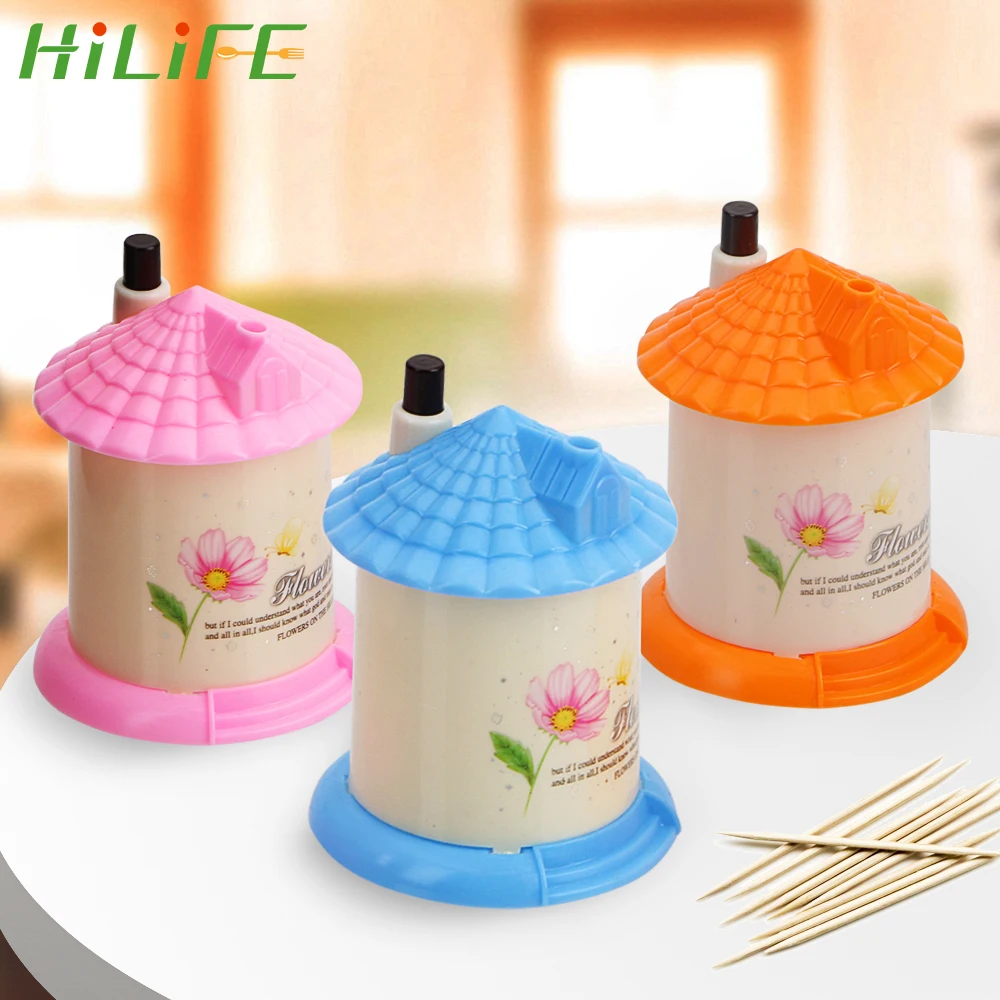 

HILIFE Lovely House Shaped Fashion Creative Toothpick Box Portable Automatic Toothpick Holder Random Color
