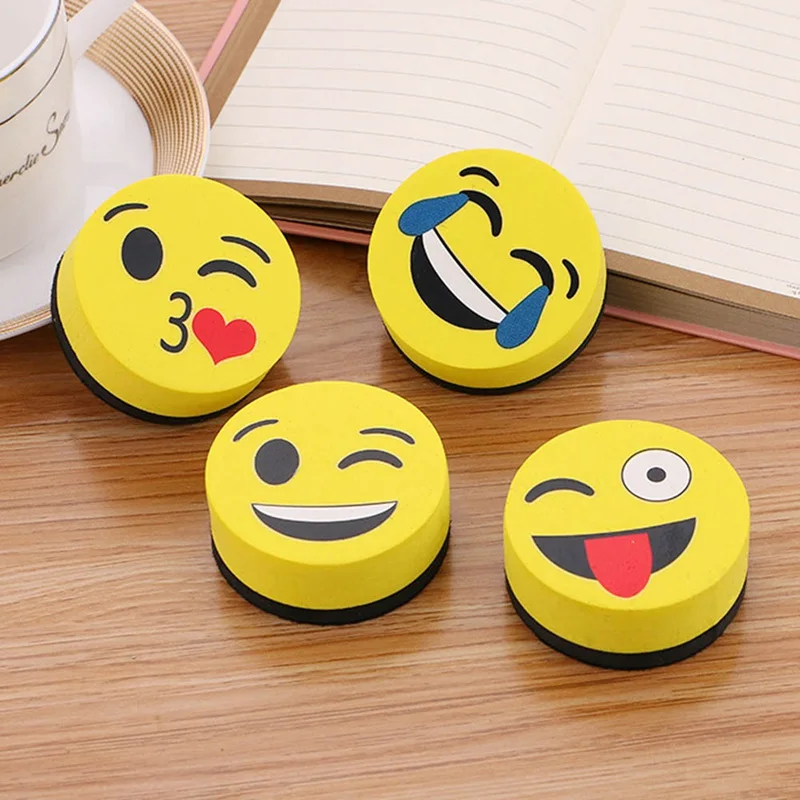 1pcs Yellow Smile Face Whiteboard Eraser Board Erasers Wipe