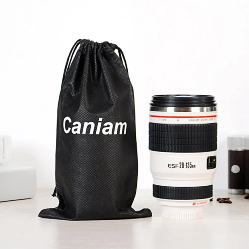 

Creative fun black white stainless steel lens cup creative insulation cup realistic camera lens cup fun gift