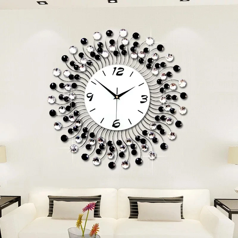 3D Wall Clock 120pcs Diamonds Modern Design Home Decor Wall Watches