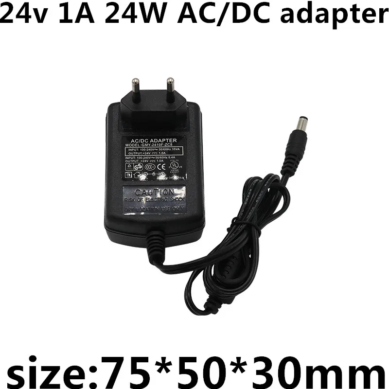 

AC DC Adapter DC 24v 1A 24W 5.5*2.1 AC 110-220V Converter Adapter Charger Power Supply EU Plug US plug Black Wholesale