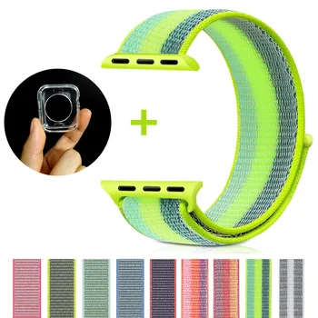 

Nylon Sport Loop band for iwatch 4 Color Striped Lightweight Soft Woven Strap for Apple Watch 4 Series 3/2/1 38mm 42mm 40mm 44mm