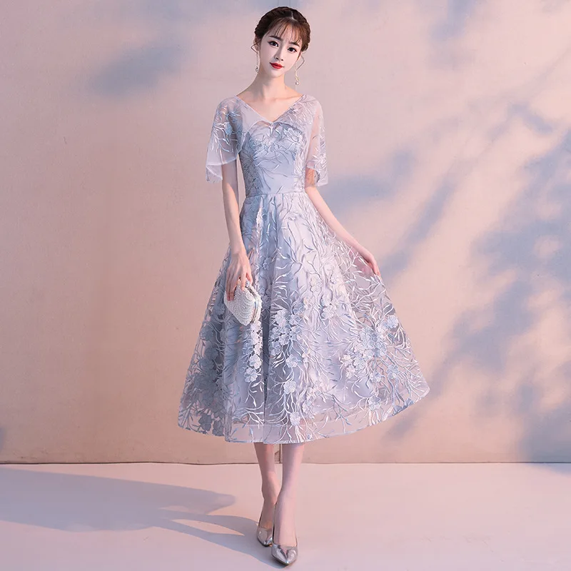 Серое элегантное сексуальное китайское женское платье-Ципао с вышивкой, Vestidos, брюки-пачки, восточные свадебные вечерние платья, размер s-xxxl - Цвет: gray A