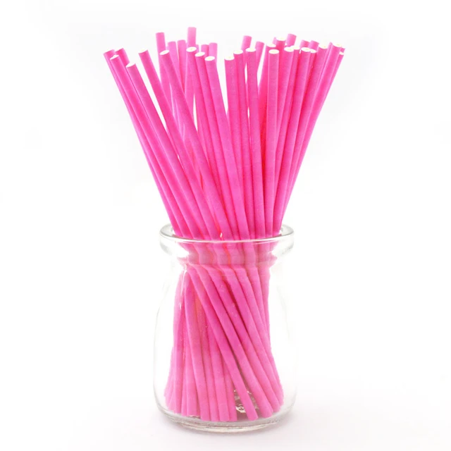 100pcs/Lot Candy Color Paper Lollipop Sucker Sticks for Cake Pops