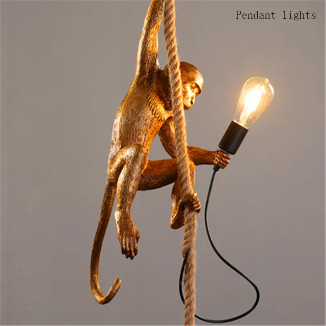 Modern Led Monkey Resin Pendant Lights Restaurant Luminaria Hanging Lamp Bar Bedroom Kitchen