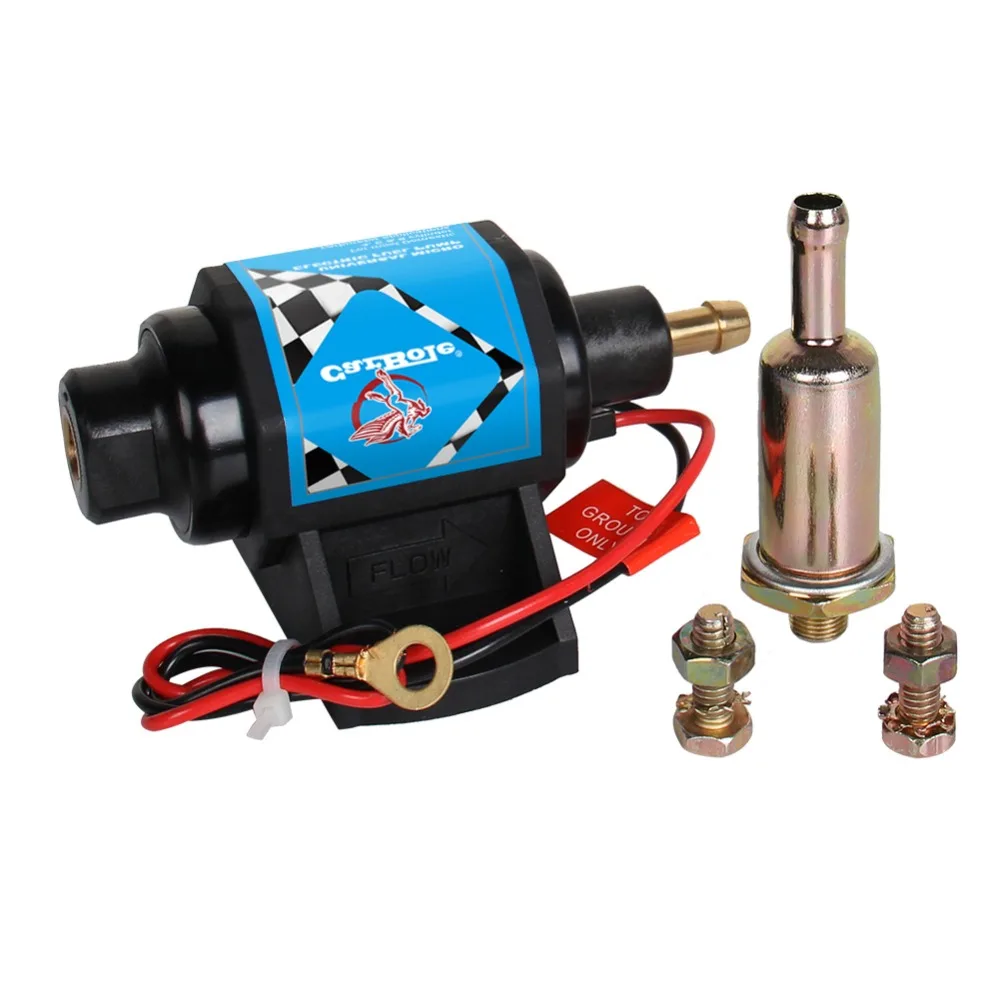 CarBole Mini Electric Fuel Pump Solid Petrol Pumps 12V 5/16 Inch 4-7 P.S.I. for 4,6& 8 Cylinder Carburetor- 2 Wire Design