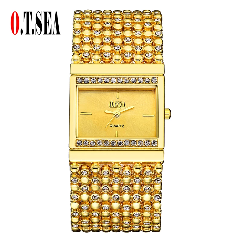

Hot Sale O.T.SEA Brand gold plated watch Women Ladies Crystal Dress Quartz Wristwatches relogio feminino 1792