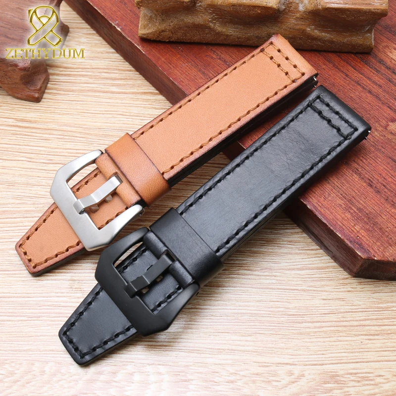 

genuine leather watch strap handmade leather bracelet quick release bar mens watch band 22mm 24mm thick wristwatches band