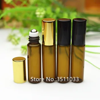 

20PCS 30PCS 50PCS Refillable Brown Glass Eye Cream Roll on Bottle Amber Essential Oil Bottle Stainless Steel Roller Ball 5ml