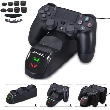 

PS4 Controller Dual USB LED Power Supply Charger Base Docking Station Stand for PS4 PS 4/ PS4 Slim / PS4 Pro Game Charging Grips