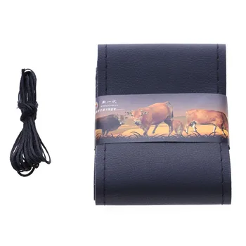 

40cm for Car Steering Wheel Cover Genuine Leather Car covers Breathable Anti-Slip Middle Size Black with Black all Size