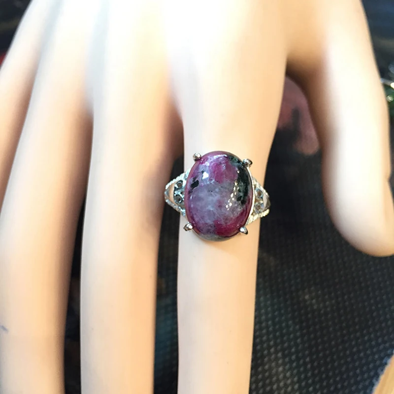 Красное и зеленое сокровище, кольцо с натуральным камнем, S925 Серебряное кольцо на удачу для мужчин и женщин, подарок, регулируемое Кристальное кольцо, ювелирное изделие