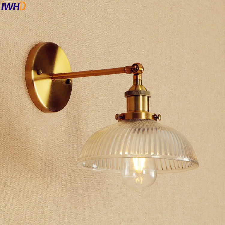 

Retro Loft Style LED Wall Light Fixtures Stair Lighting Gold Glass American Vintage Long Arm Wall Lamp Sconces Lampara Pared