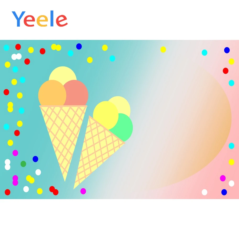 

Yeele Colorful Ice Cream Dots Summer Background Wall Posters Kids Scene Photography Child Photographic Backdrop For Photo Studio