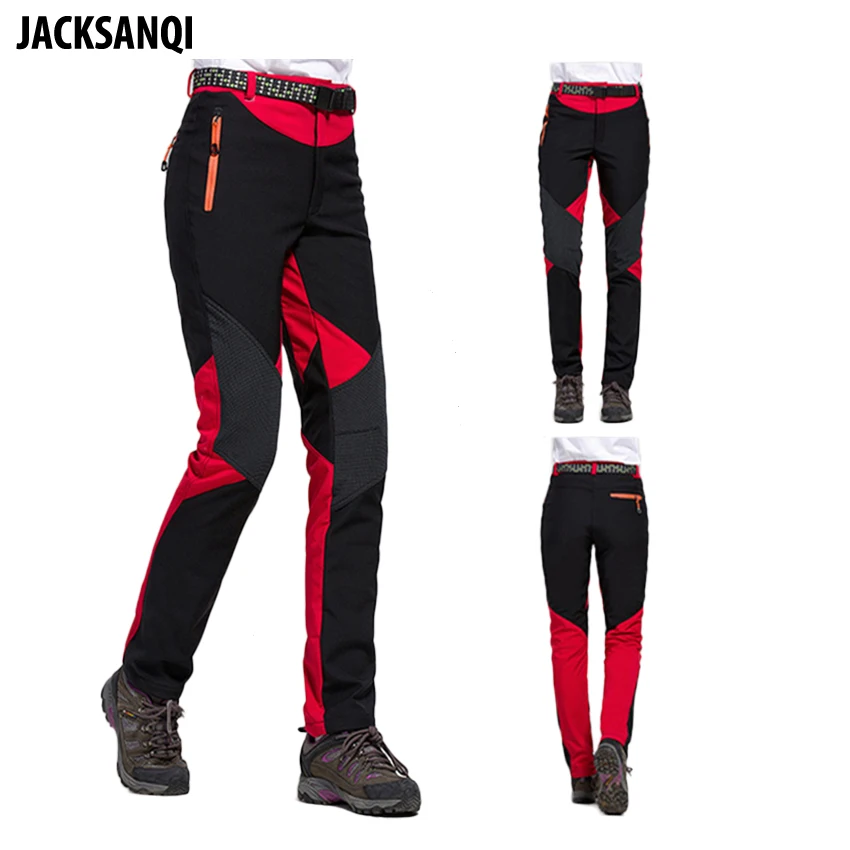JACKSANQI المرأة الشتاء الصوف سوفتشيل السراويل الحرارية للماء في الهواء الطلق الرياضة الإرتحال التزلج التخييم الإناث السراويل RA032