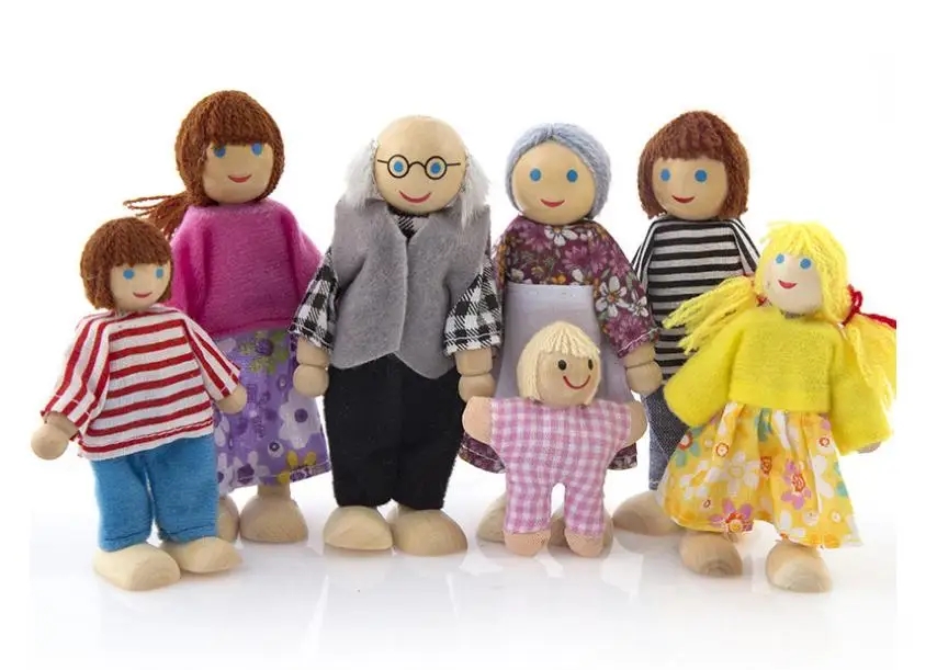 

7 PCS doll house accessories play house Happy Dolls Family of 7 People